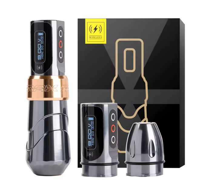 Бездротова тату машинка Ambition FLUX MAX gray gold - 2 акумулятора