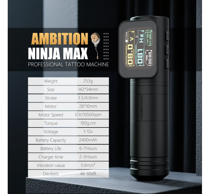 Бездротова тату машинка Ambition Ninja Max