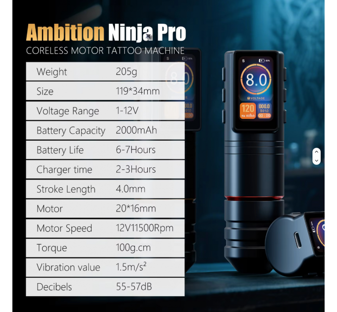 Бездротова тату машинка Ambition Ninja PRO 5