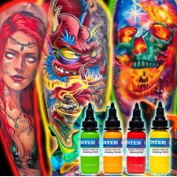 Набор флуоресцентных красок Intenze Randy's Neon Tattoo Color Set 4x30мл