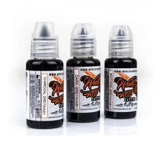 Набір тату-фарб World Famous Tattoo Ink Greywash Set, 3 × 30 мл (США)