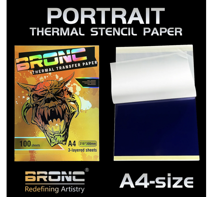 Тату трансферний папір Bronc 10 аркушів